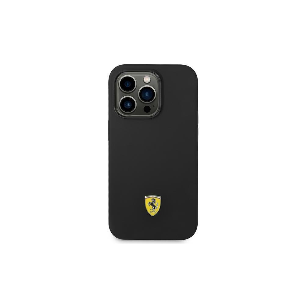 Dėklas Ferrari FESSIHMP14XBK iPhone 14 Pro Max 6.7" juoda/juodas hardcase Silicone Metal Logo Magsafe