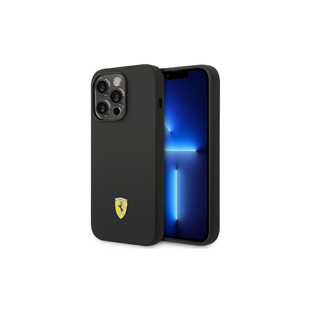 Dėklas Ferrari FESSIHMP14XBK iPhone 14 Pro Max 6.7" juoda/juodas hardcase Silicone Metal Logo Magsafe