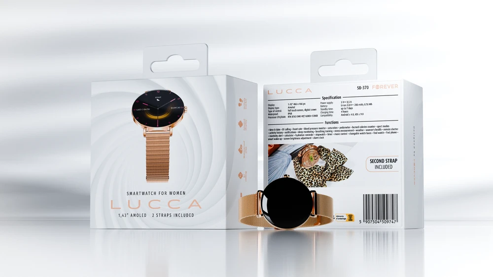 Forever Išmanusis laikrodis Lucca SB-370 Rose Gold - Leopard Print