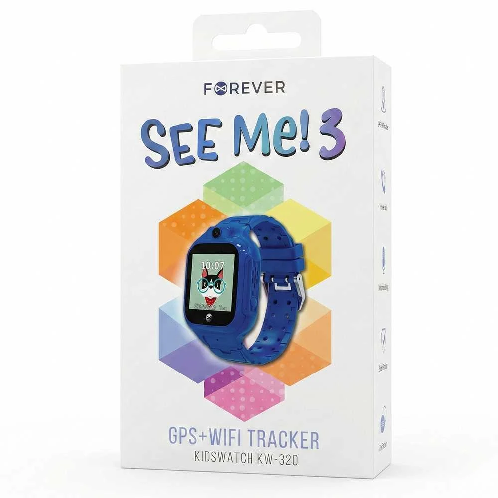 Forever išmanusis laikrodis GPS WiFi Kids See Me! 3 KW-320 mėlynas