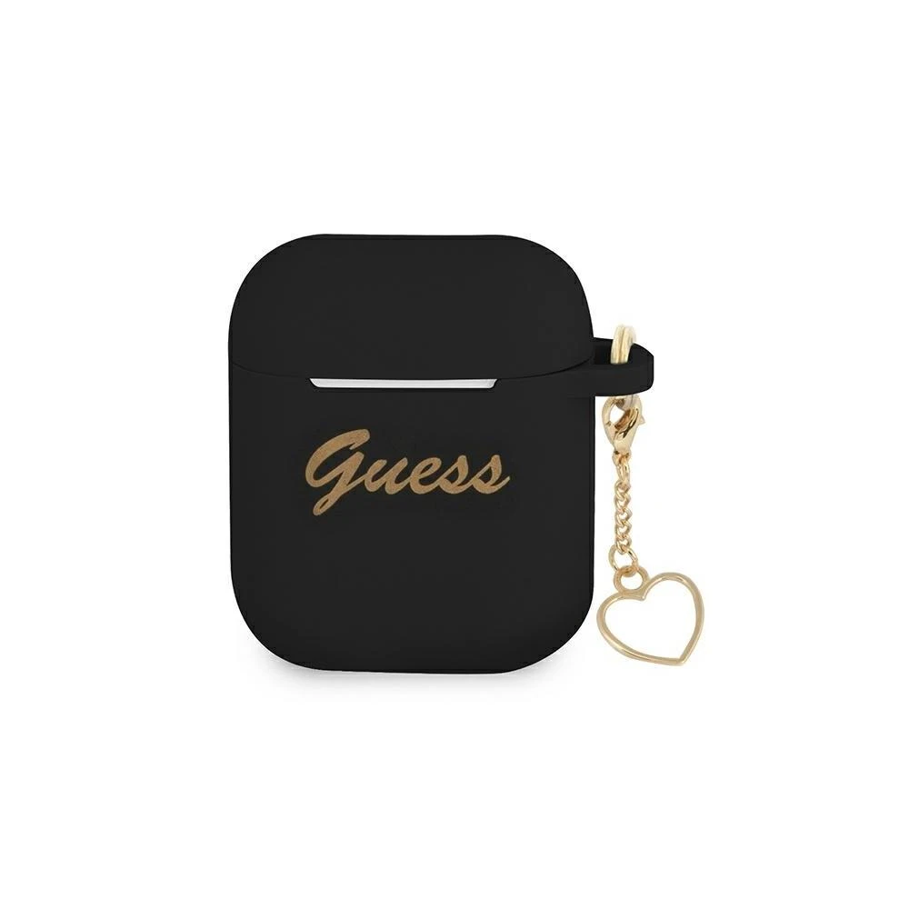 Guess dėklas Airpods 3 GUA3LSCHSK juodam silikoniniam širdies žavesiui