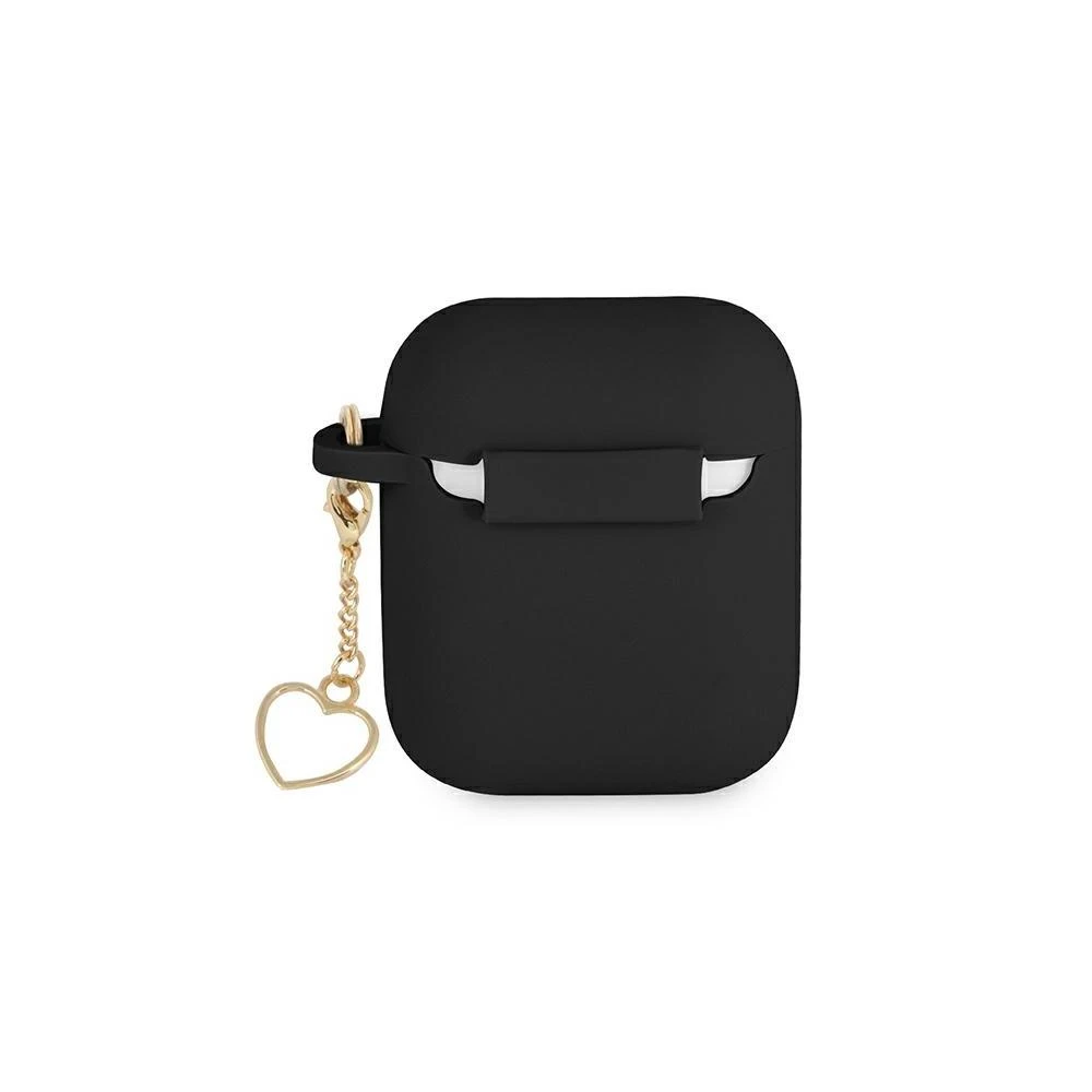 Guess dėklas Airpods 3 GUA3LSCHSK juodam silikoniniam širdies žavesiui