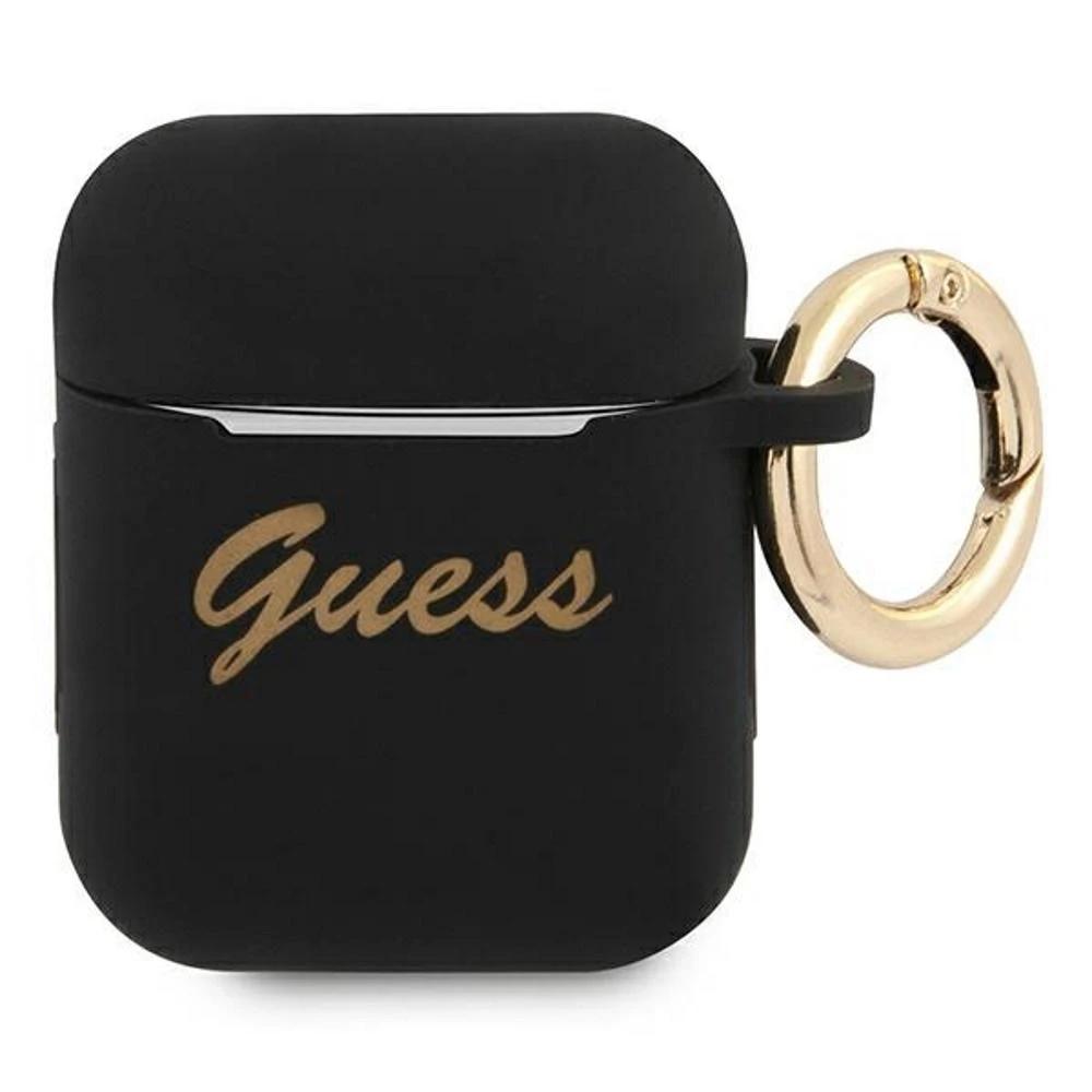 Guess telefono dėklas AirPods GUA2SSSK juodas Silikoninis Vintage Script