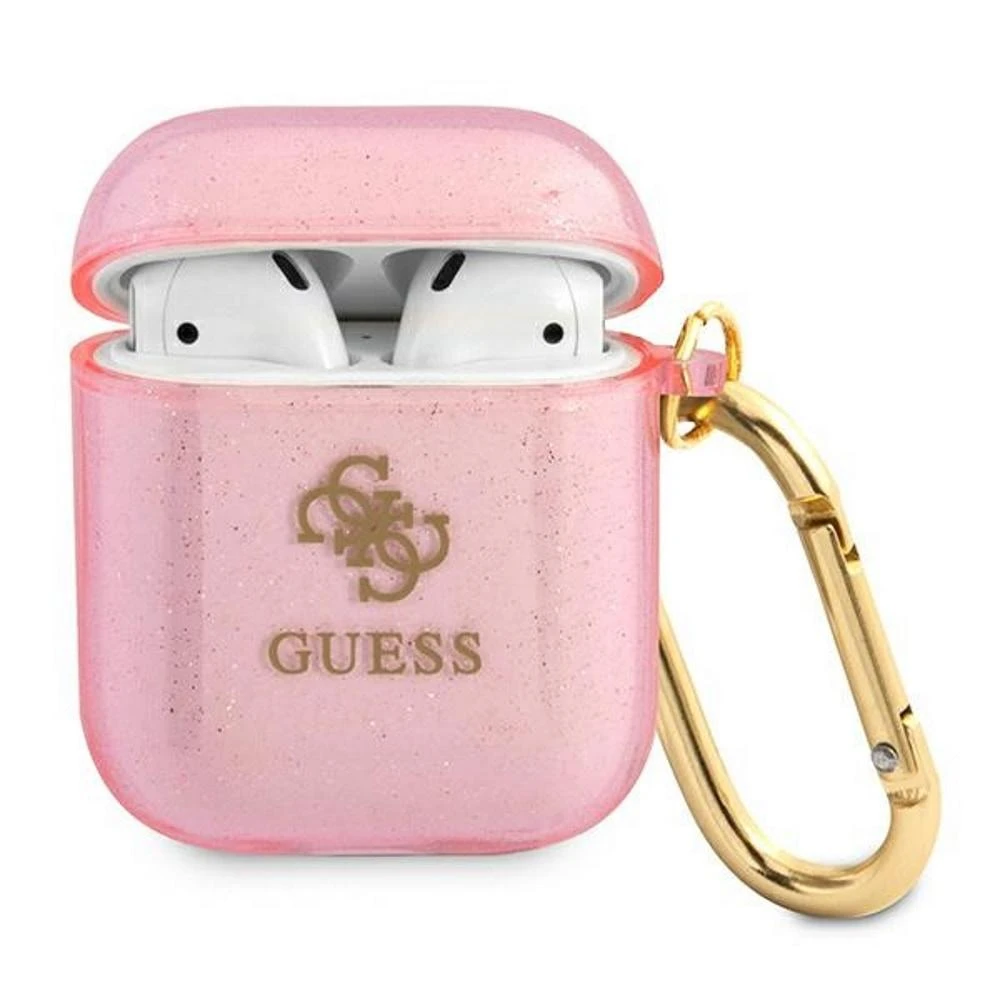 Guess GUA2UCG4GP AirPods dėklas rožinės spalvos Glitter Collection
