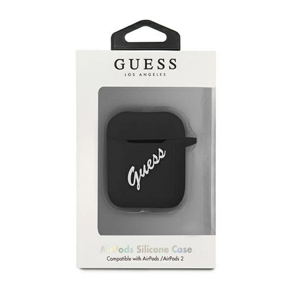 Apple AirPods Guess silikoninis Vintage (GUACA2LSVSBW) ausinių dėklas juodos spalvos