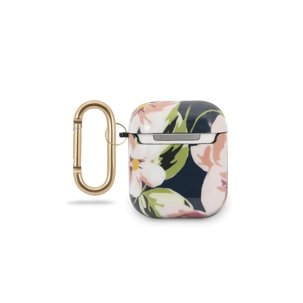 Guess AirPods dėklas gėlių motyvais su karabinu