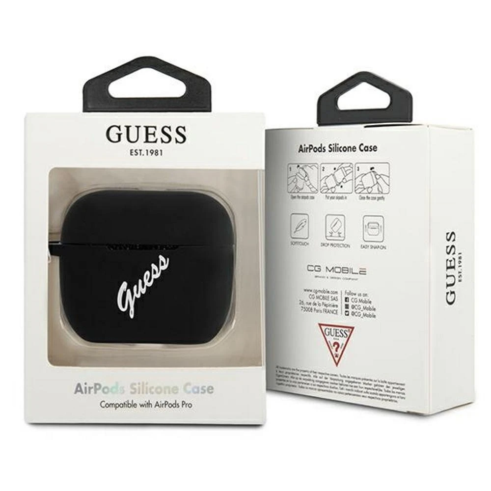 Dėklas Guess GUACAPLSVSBW AirPods Pro dangtelis juodas/baltas Silicone Vintage