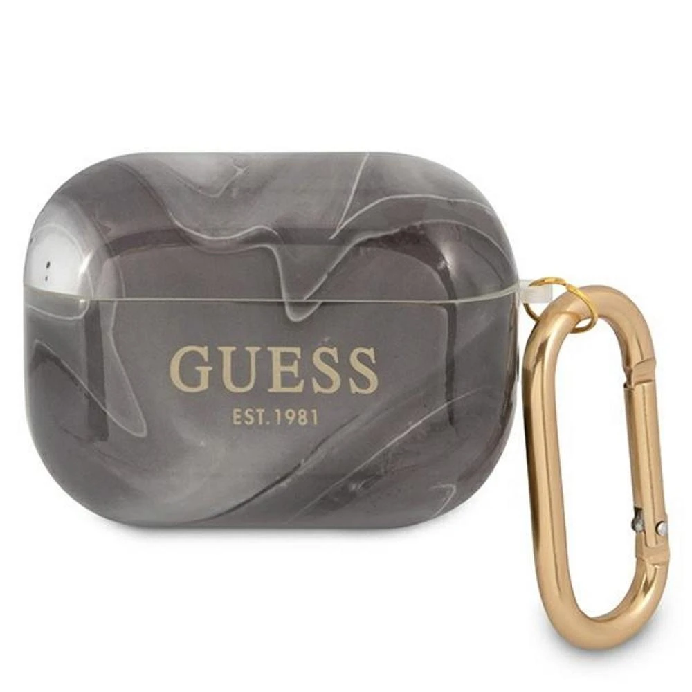 Dėklas GUESS GUAPUNMK AIRPODS PRO COVER Juodas MARBLE COLLECTION