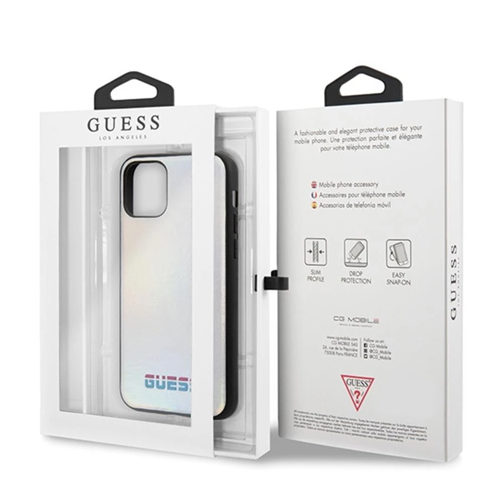Guess GUHCN58BLD Apple iPhone 11 Pro sidabrinis kietas dėklas Iridescent