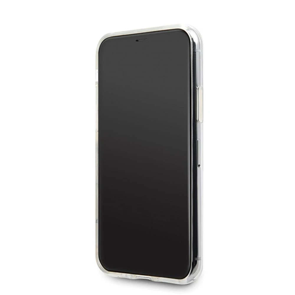 Guess GUHCN58SGTLGO Apple iPhone 11 Pro auksinis kietas dėklas Glitter Triangle