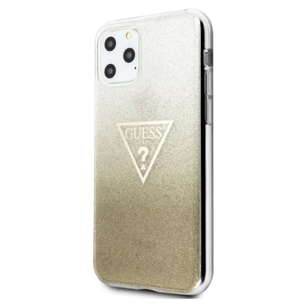Guess GUHCN65SGTLGO iPhone 11 Pro Max auksinis/auksinis kietas dėklas Glitter Triangle