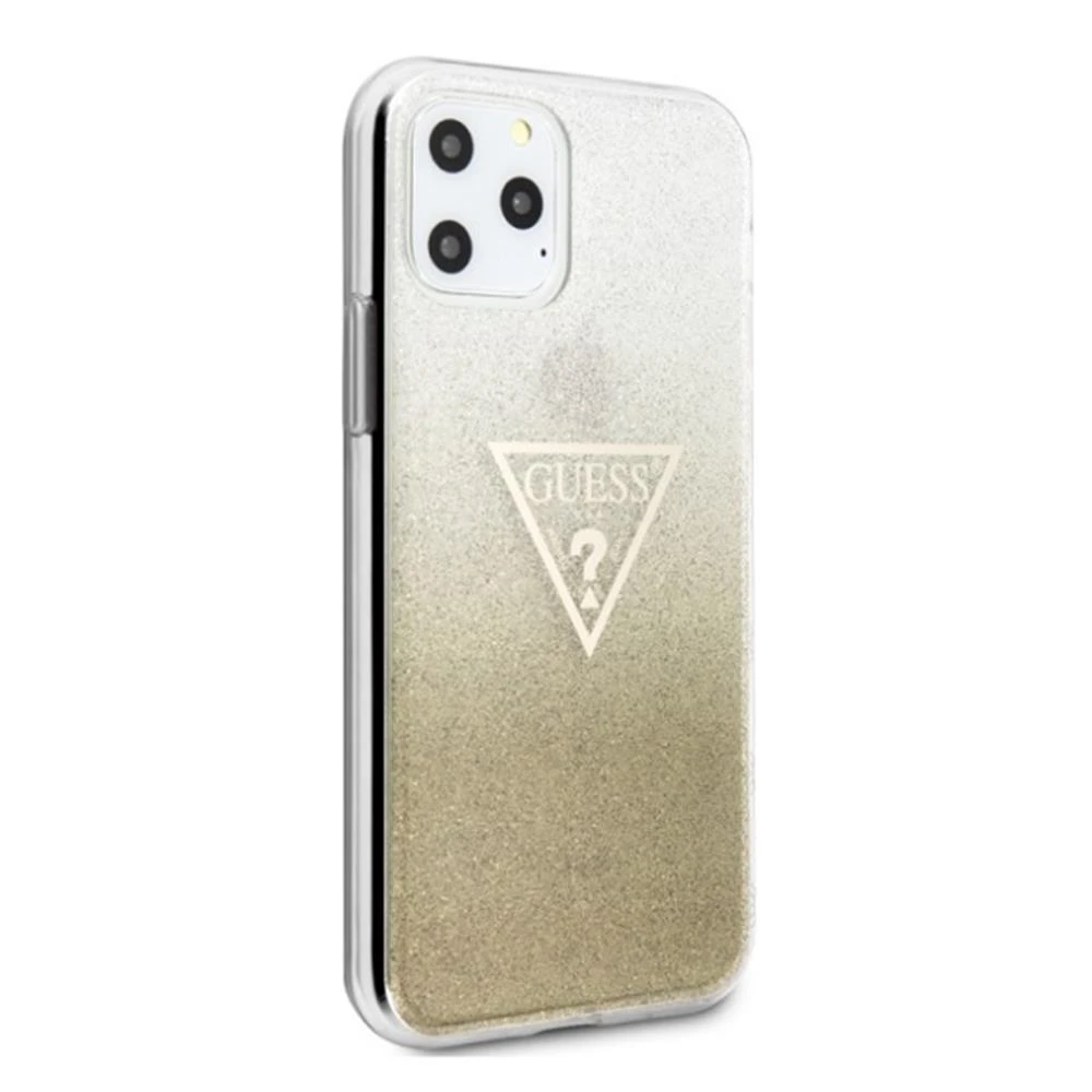 Guess GUHCN65SGTLGO iPhone 11 Pro Max auksinis/auksinis kietas dėklas Glitter Triangle