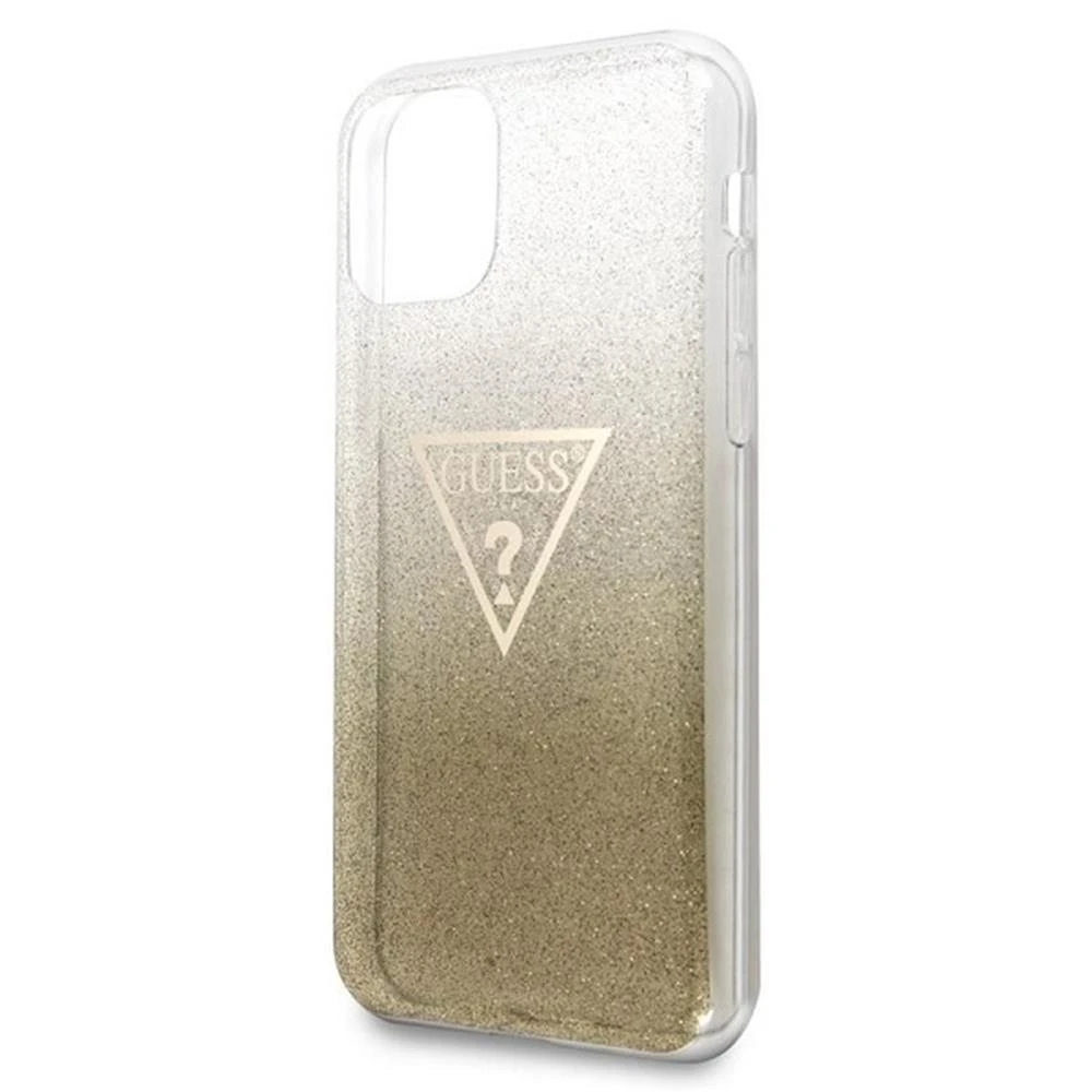 Guess GUHCN65SGTLGO iPhone 11 Pro Max auksinis/auksinis kietas dėklas Glitter Triangle
