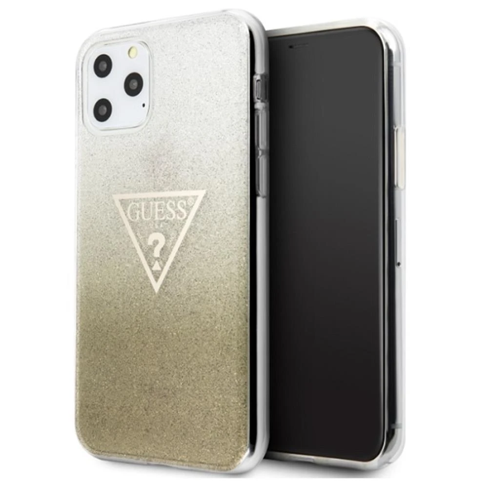 Guess GUHCN65SGTLGO iPhone 11 Pro Max auksinis/auksinis kietas dėklas Glitter Triangle