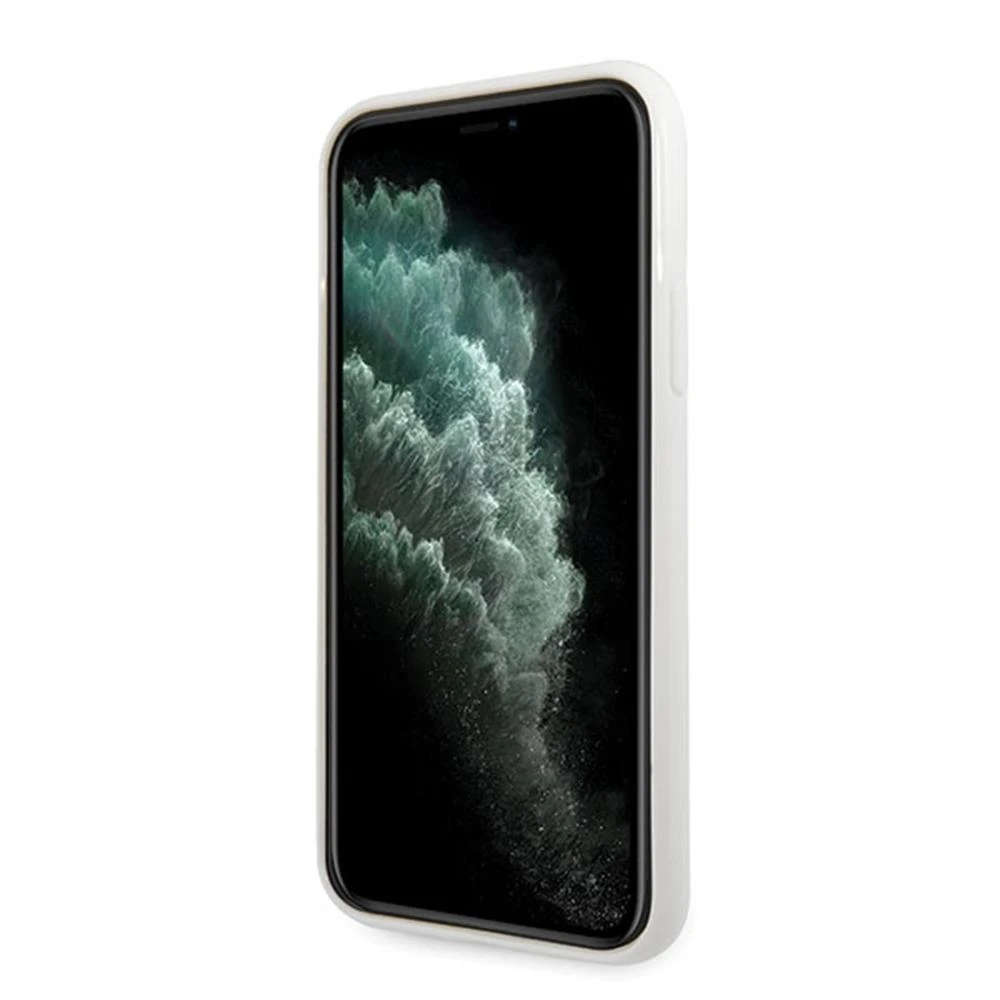 Apple iPhone 11 Pro Max Guess Hard dėklas Glitter 4G Circle Logo (GUHCN65TPUWHGLG) baltos spalvos