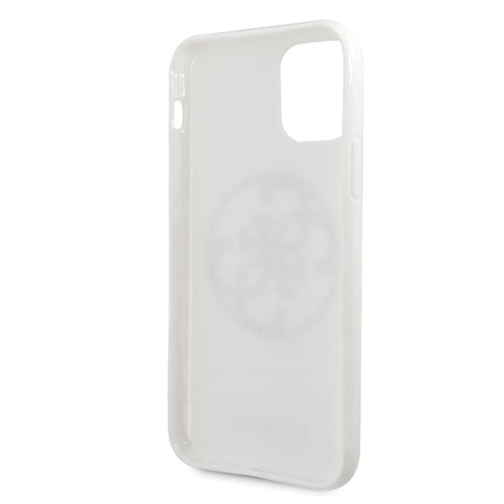 Apple iPhone 11 Pro Max Guess Hard dėklas Glitter 4G Circle Logo (GUHCN65TPUWHGLG) baltos spalvos