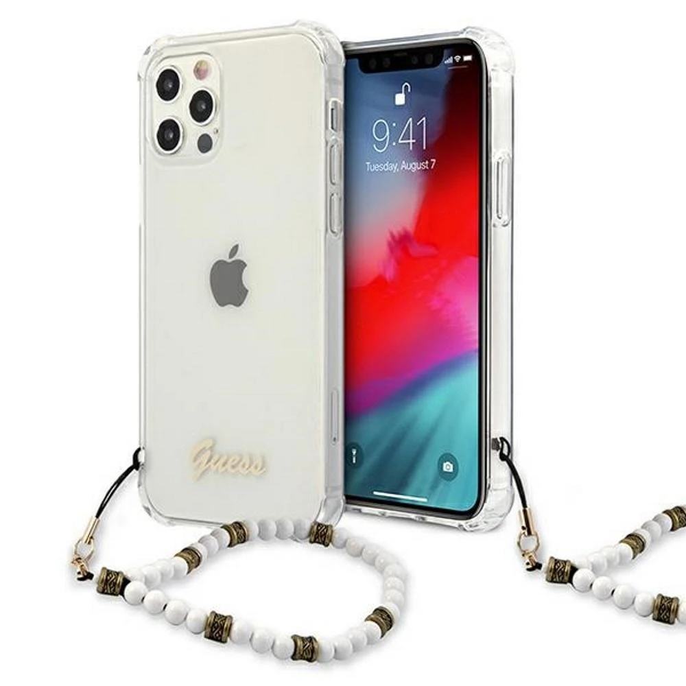 GUESS GUHCP12MKPSWH KIETAS DĖKLAS SKAIDRUS Baltas PEARL IPHONE 12/12 PRO