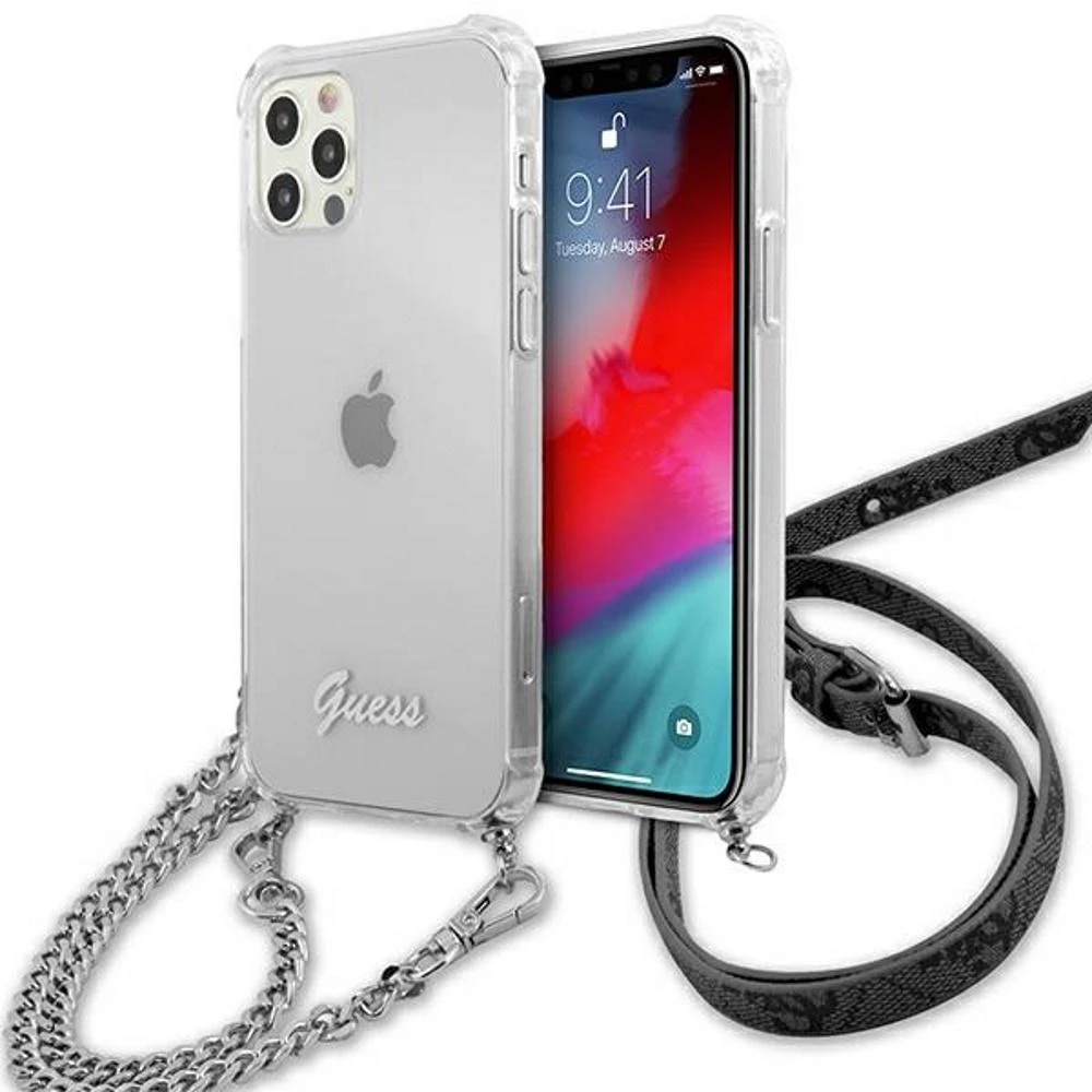 GUESS GUHCP12MKC4GSSI IPHONE 12/12 PRO 6.1 "SKAIDRUS KIETAS DĖKLAS 4G Sidabrinis GRANDINĖ
