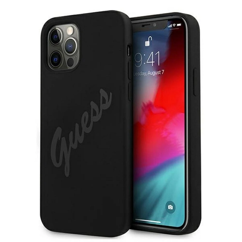 Dėklas GUESS HARDCASE GUHCP12MLSVSBF SILICONE VINTAGE IPHONE 12/12 PRO FUCHSIA/MINT