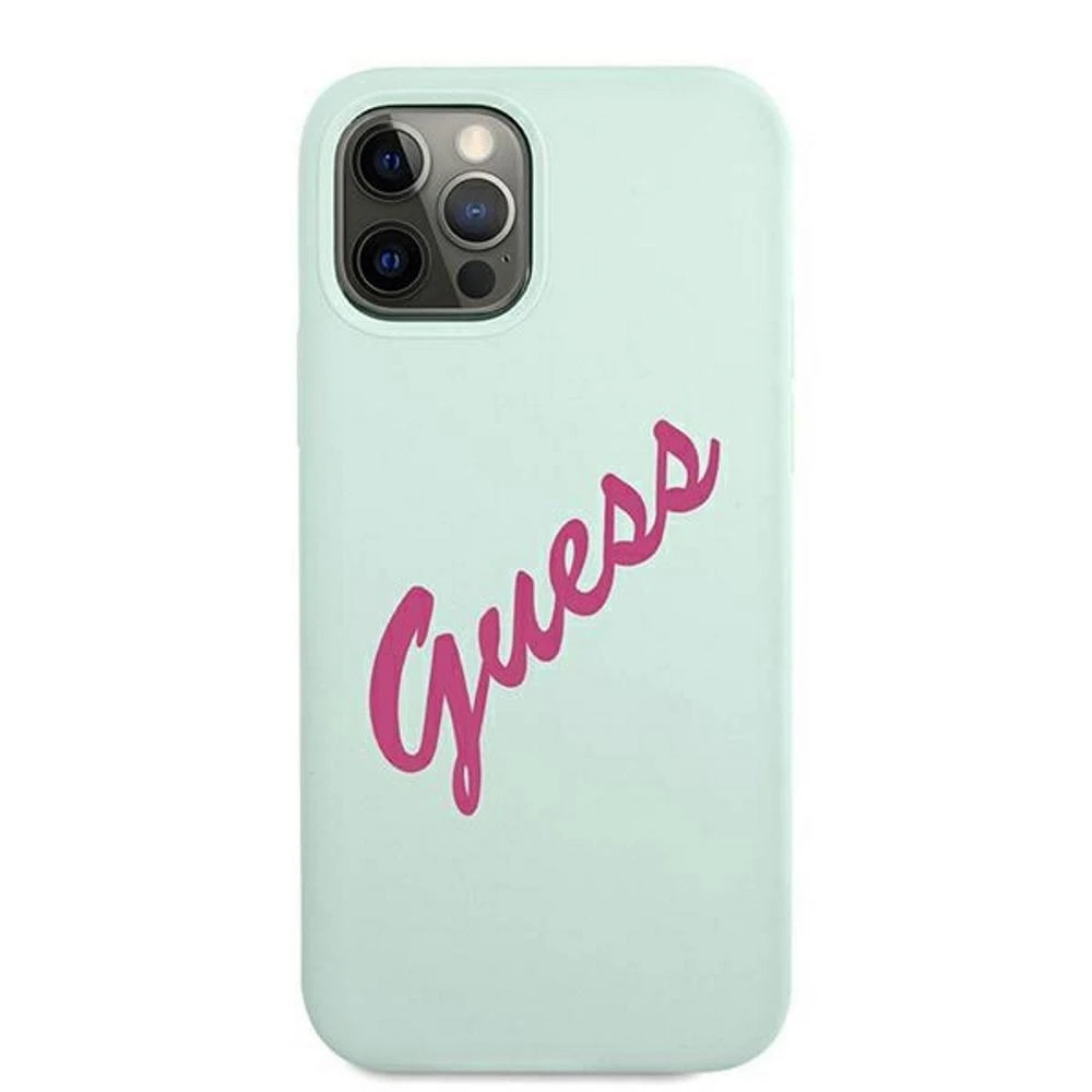 Dėklas GUESS HARDCASE GUHCP12MLSVSBF SILICONE VINTAGE IPHONE 12/12 PRO FUCHSIA/MINT