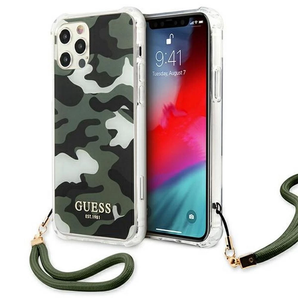 GUESS GUHCP12MKSARKA kietas dėklas CAMO COLLECTION IPHONE 12/12 PRO KHAKI