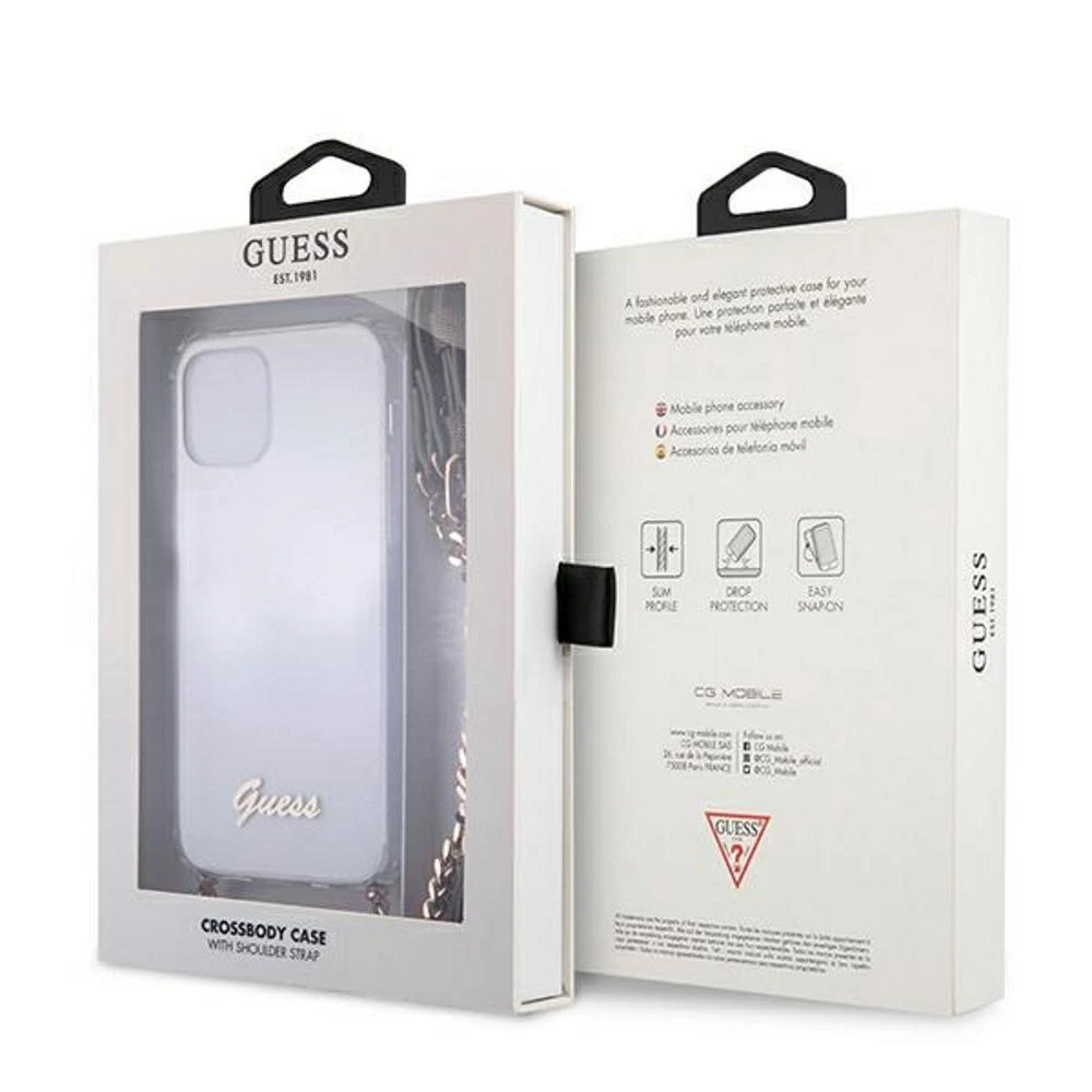 Apple iPhone 12 / 12 Pro Guess dėklas 4G Gold Chain (GUHCP12MKC4GSGO) skaidrus
