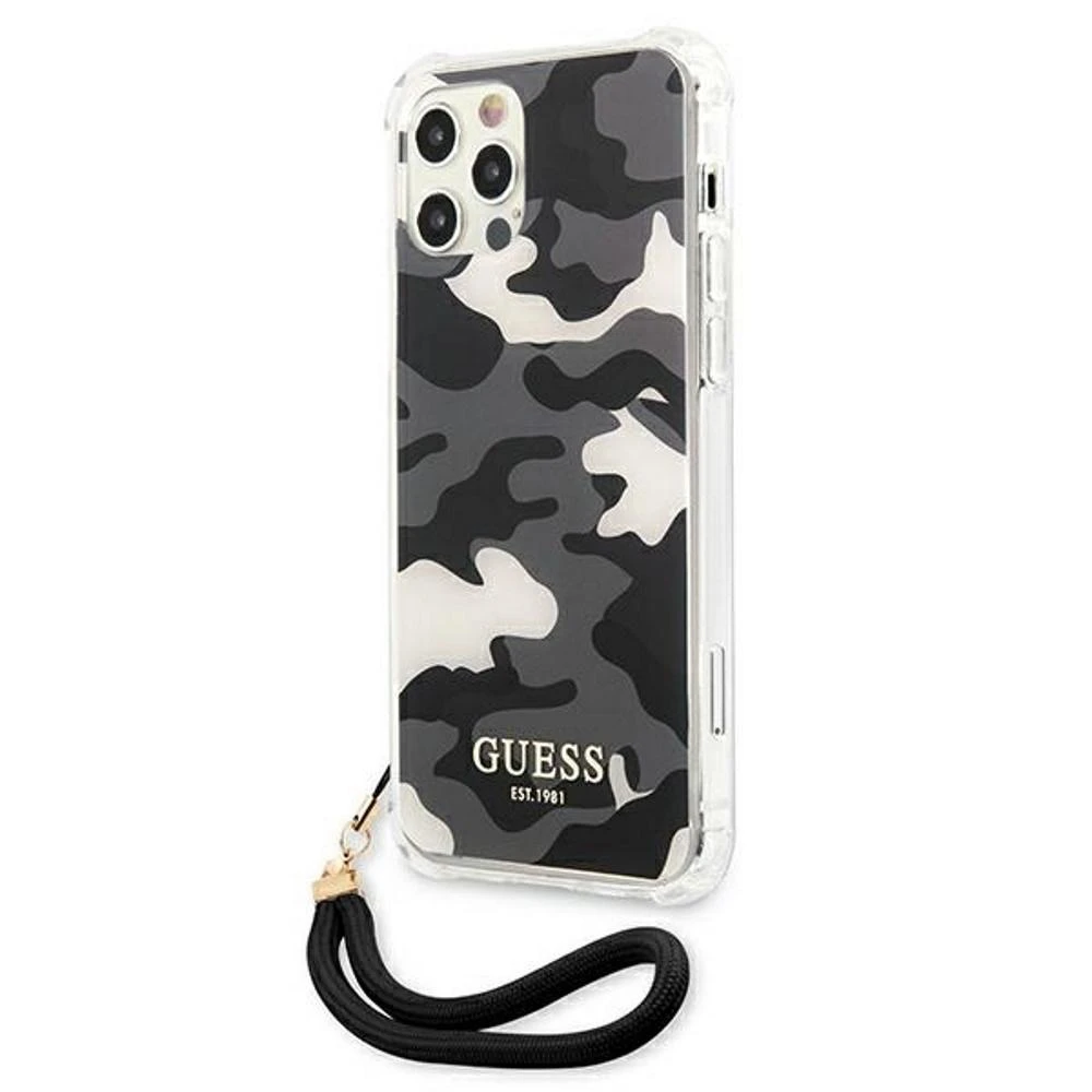 Apple iPhone 12 / 12 Pro Guess dėklas Camo Collection (GUHCP12MKSARBK) juodos spalvos
