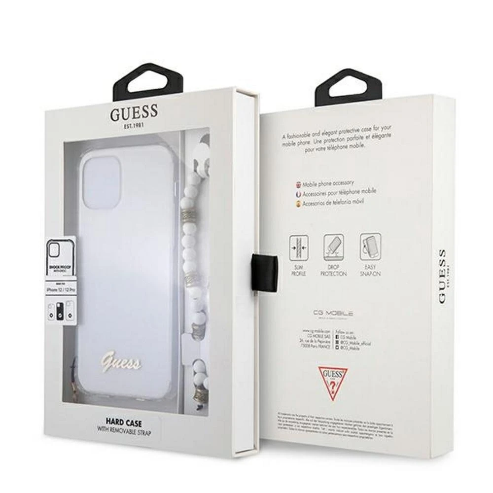 GUESS GUHCP12MKPSWH KIETAS DĖKLAS SKAIDRUS Baltas PEARL IPHONE 12/12 PRO