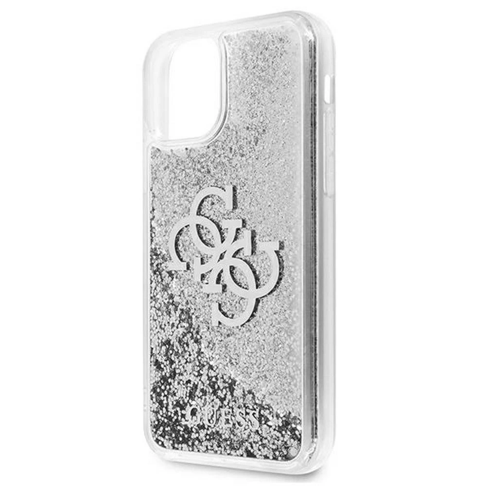 Guess GUHCP12LLG4GSI Apple iPhone 12 Pro Max 6,7″ sidabrinis kietas dėklas 4G Big Liquid Glitter
