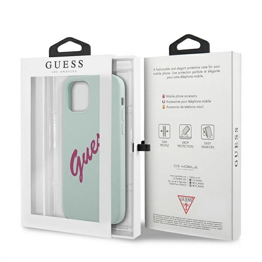 Dėklas GUESS KIETAS DĖLIS GUHCP12LLSVSBF SILICONE VINTAGE IPHONE 12 PRO MAX FUCHSIA / MINT