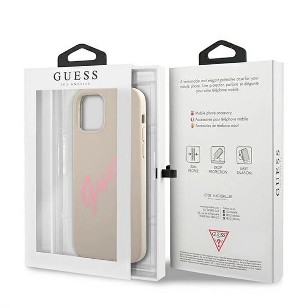 Dėklas GUESS HARDCASE GUHCP12LLSVSGP SCRIPT VINTAGE IPHONE 12 PRO MAX Rožinis/GRAY