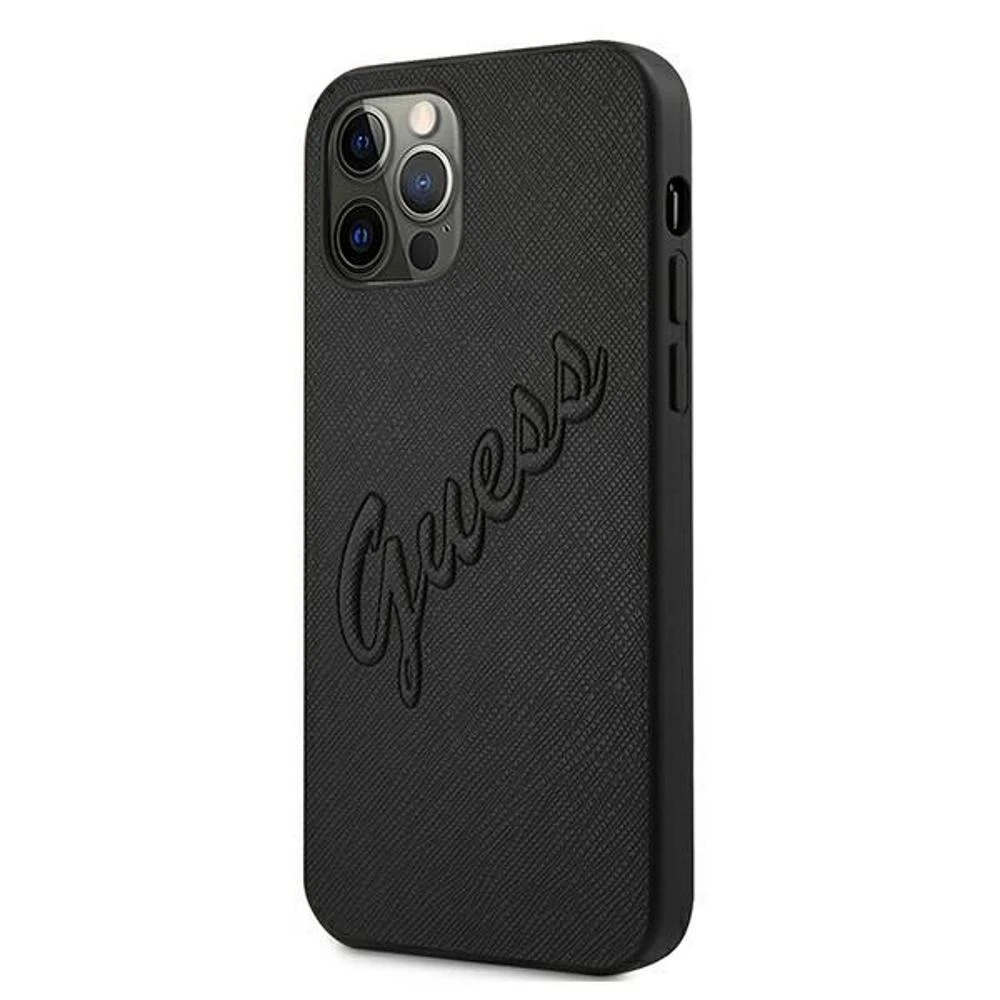 Apple iPhone 12 Pro Max Guess Hardcase Saffiano Vintage Script GUHCP12LRSAVSBK dėklas telefonui juodos spalvos