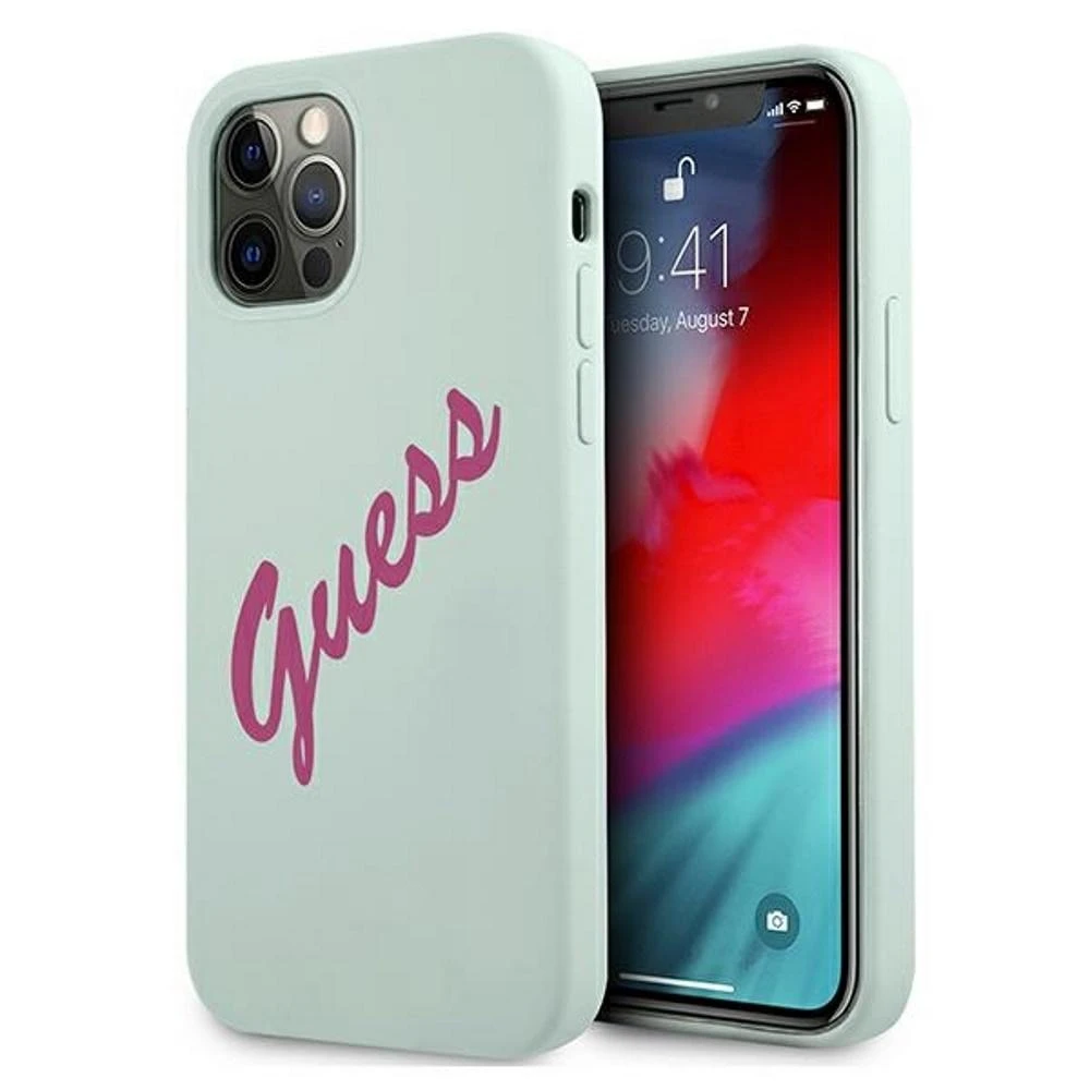 Dėklas GUESS KIETAS DĖLIS GUHCP12LLSVSBF SILICONE VINTAGE IPHONE 12 PRO MAX FUCHSIA / MINT