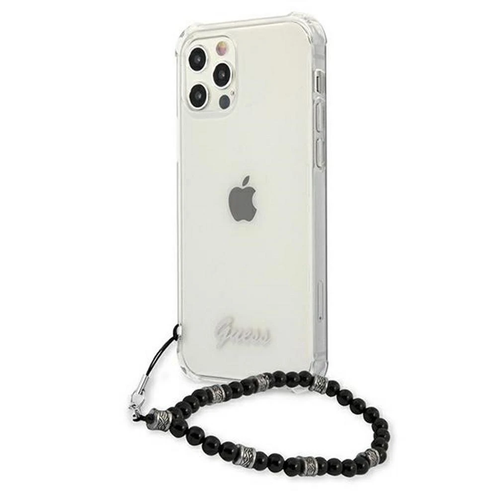 Guess GUHCP12LKPSBK Apple iPhone 12 Pro Max 6,7″ skaidrus kietas dėklas juodos spalvos Pearl