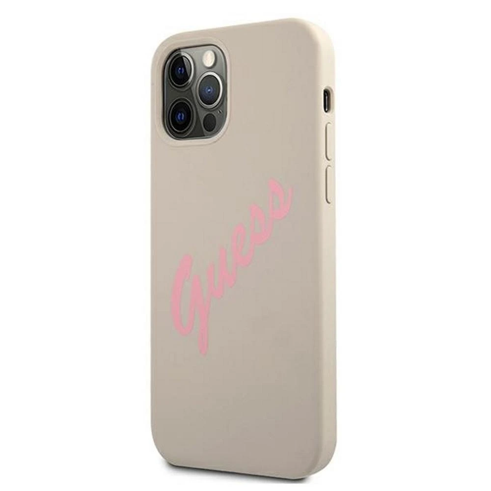 Dėklas GUESS HARDCASE GUHCP12LLSVSGP SCRIPT VINTAGE IPHONE 12 PRO MAX Rožinis/GRAY