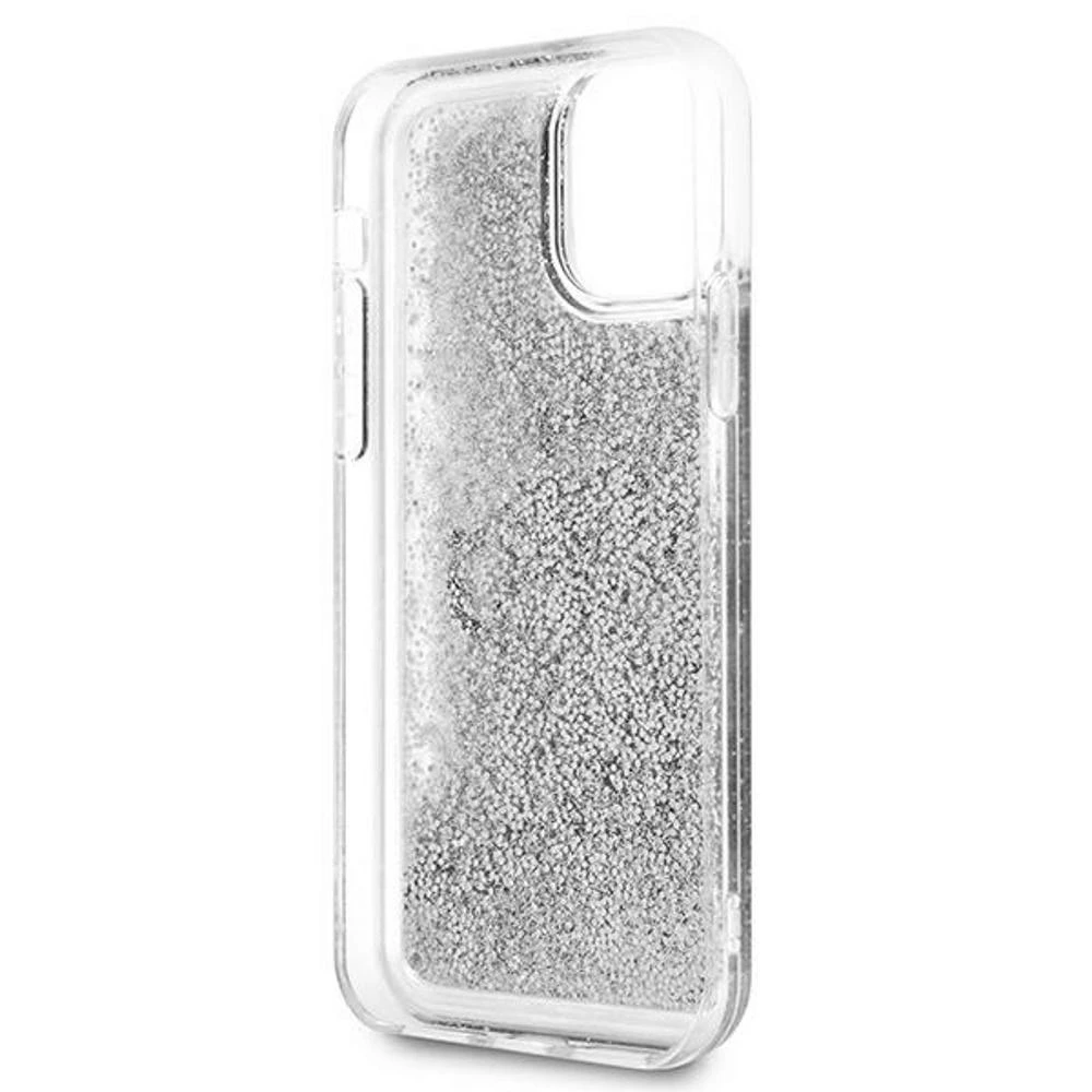 Guess GUHCP12LLG4GSI Apple iPhone 12 Pro Max 6,7″ sidabrinis kietas dėklas 4G Big Liquid Glitter