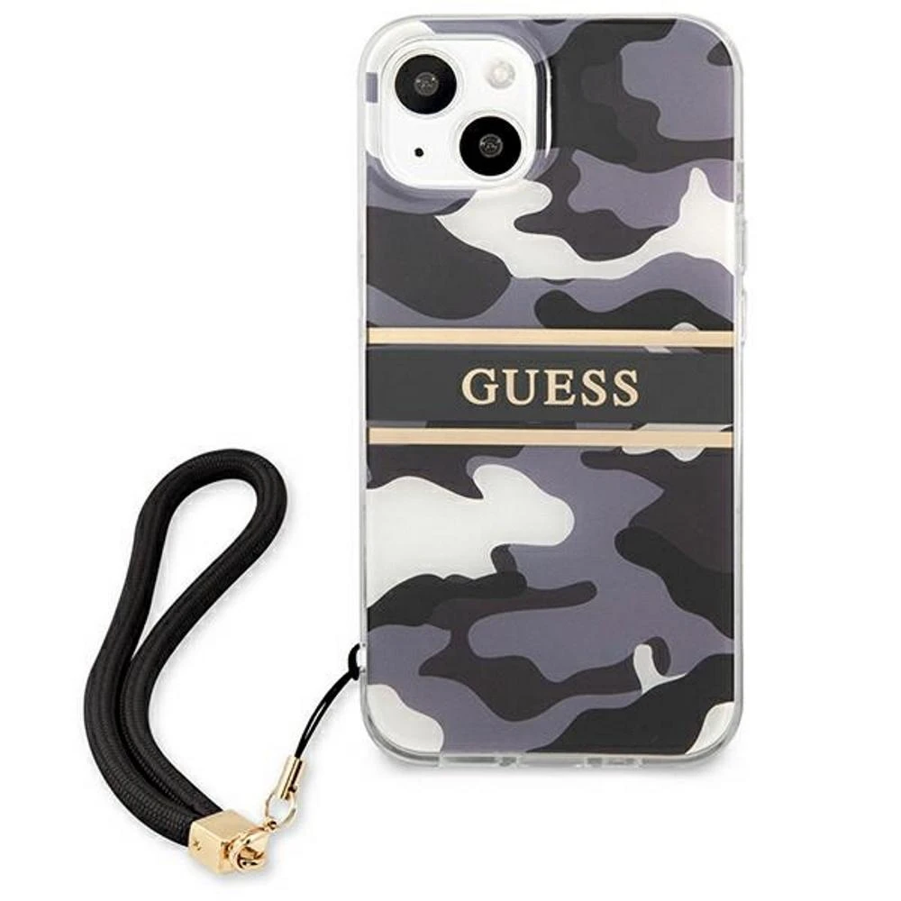 Dėklas Guess GUHCP13MKCABBK Apple iPhone 13 / 14 / 15 6,1″ juodos spalvos hardcase Camo Strap Collection