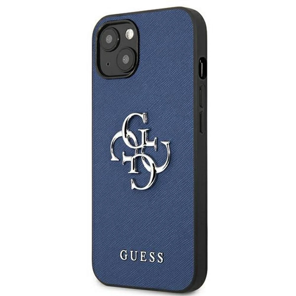 Guess GUHCP13SSA4GSBL Apple iPhone 13 mini 5,4″ mėlynas kietas dėklas Saffiano 4G Metal Logo