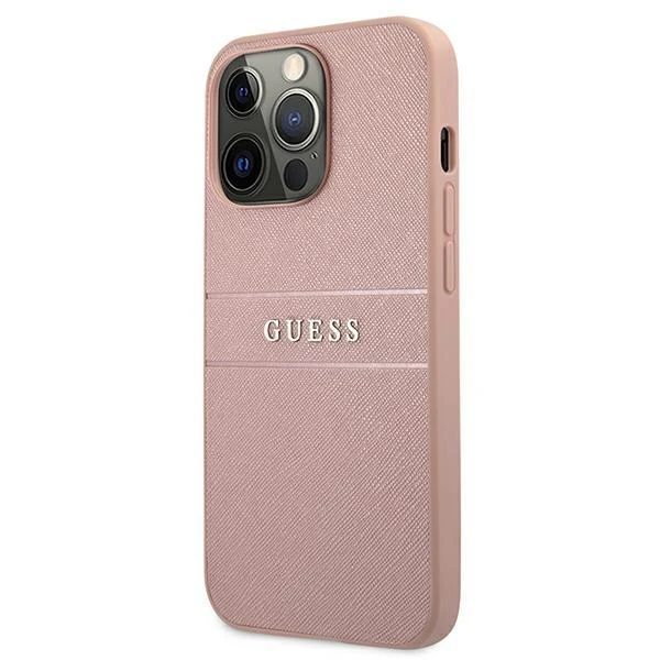 Dėklas Guess GUHCP13SPSASBPI iPhone 13 mini5,4" rožinė/pink hardcase Saffiano Stripe