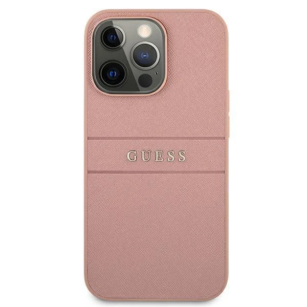 Dėklas Guess GUHCP13SPSASBPI iPhone 13 mini5,4" rožinė/pink hardcase Saffiano Stripe