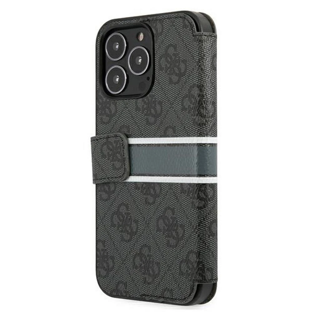 Dėklas GUESS GUBKP13S4GDGRON IPHONE 13 MINI 5.4 "GRAY/GRAY BOOK 4G STRIPE