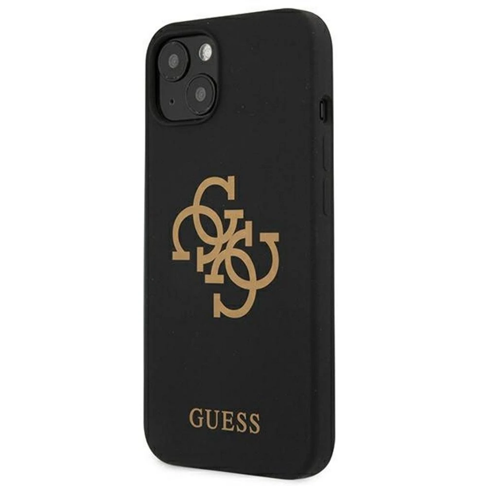 Guess GUHCP13SLS4GGBK Apple iPhone 13 mini 5,4″ juodos spalvos kietas dėklas Silicone 4G Logo