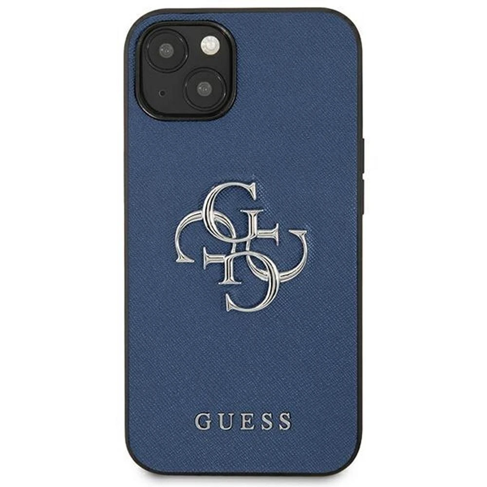Guess GUHCP13SSA4GSBL Apple iPhone 13 mini 5,4″ mėlynas kietas dėklas Saffiano 4G Metal Logo