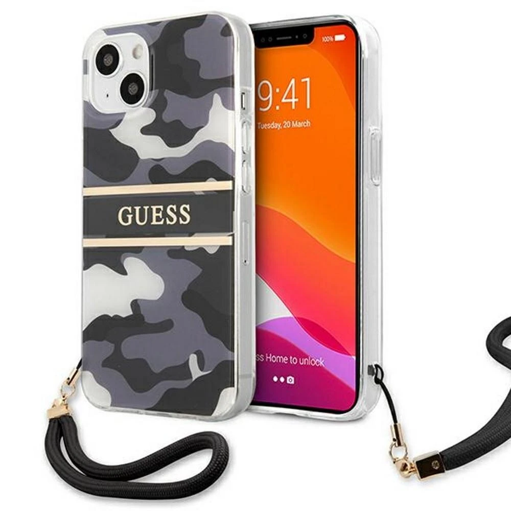 Dėklas Guess GUHCP13SKCABBK Apple iPhone 13 mini 5,4″juodos spalvos hardcase Camo Strap Collection
