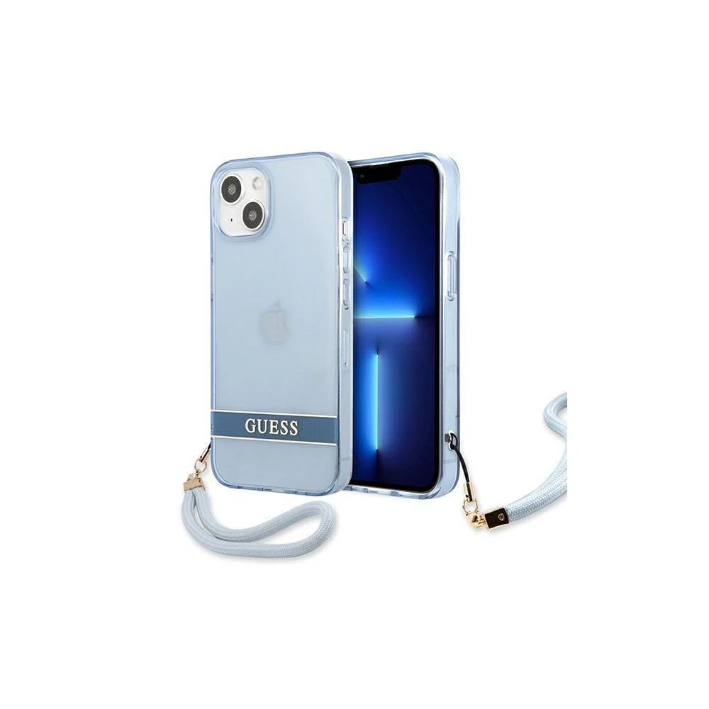 Guess GUHCP13SHTSGSB Apple iPhone 13 mini 5,4″ mėlynas kietas dėklas Translucent Stap
