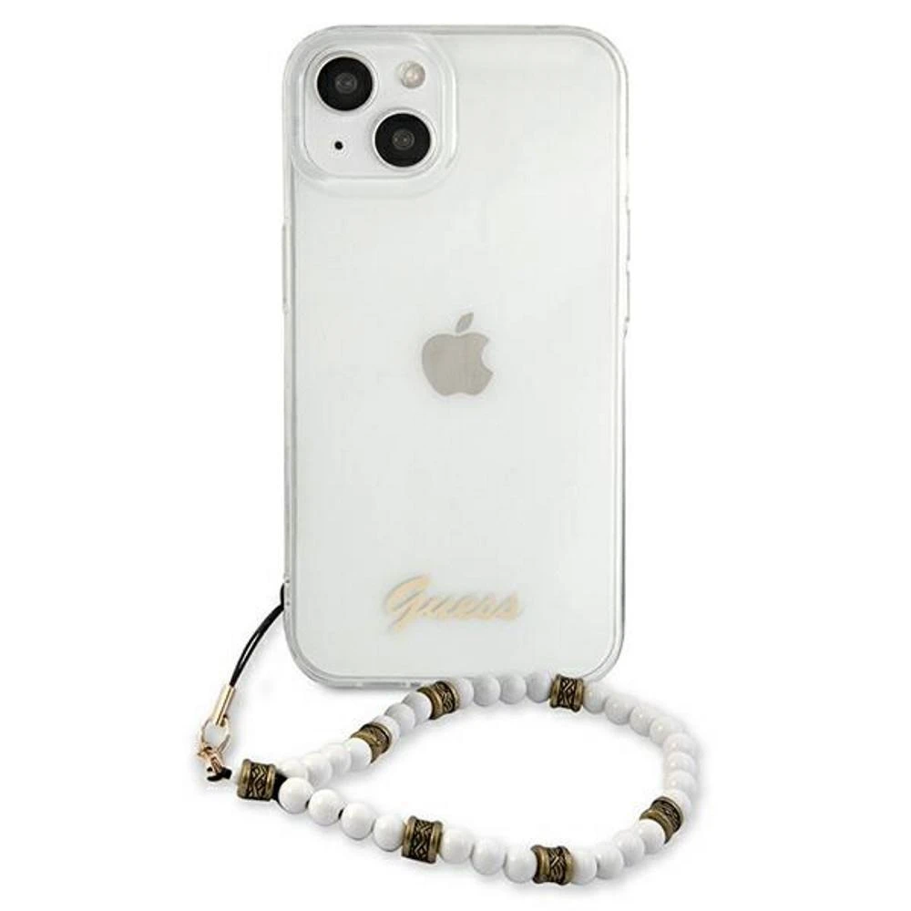Guess GUHCP13LKPSWH iPhone 13 Pro / 13 6,1" skaidrus kietas dėklas Baltas Pearl