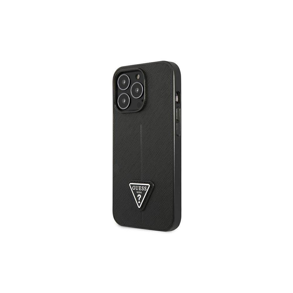 Dėklas Guess GUHCP13LPSATLK iPhone 13 Pro / 13 6,1" juodas/juodas kietas SaffianoTriangle logotipas