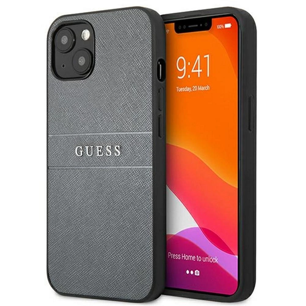 Guess GUHCP13LPSASBGR iPhone 13 Pro / 13 6.1" pilkas/pilkas Saffiano Strap