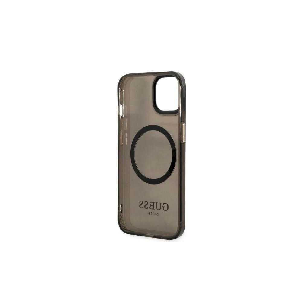 Guess GUHMP13LHTCMK Apple iPhone 13 Pro / 13 6,1″ juodos spalvos kietas dėklas Gold Outline Translucent MagSafe