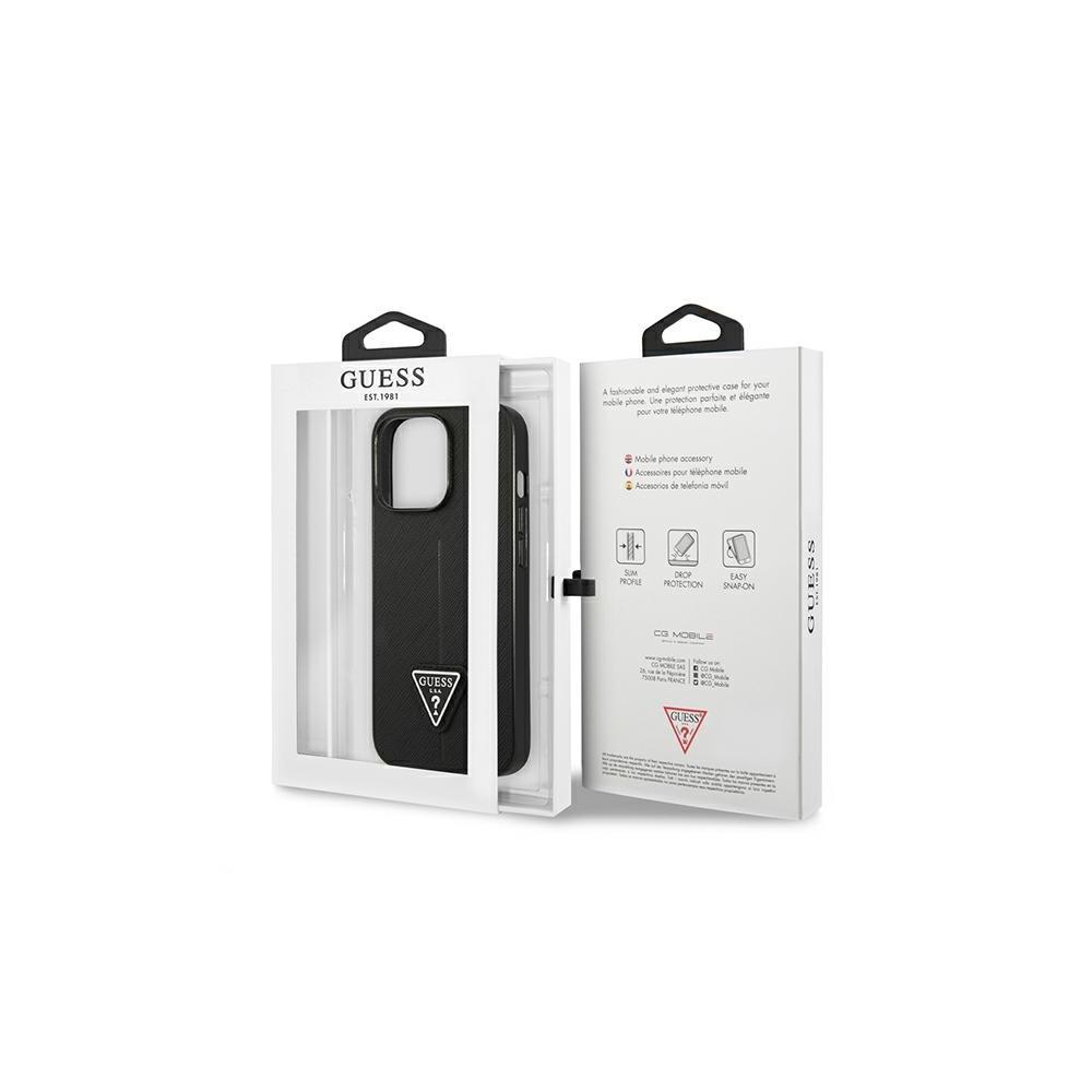 Dėklas Guess GUHCP13LPSATLK iPhone 13 Pro / 13 6,1" juodas/juodas kietas SaffianoTriangle logotipas